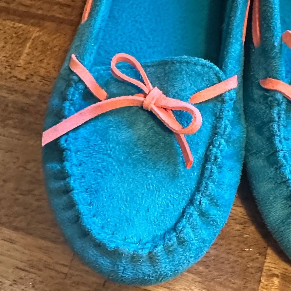 American Girl Teal Moccasins with Coral Details